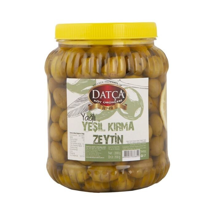 ORGANIC DATCA MEDITERRANEAN GREEN CRACKED OLIVE 2000 G (4.4 lb) VEGAN NON-GMO