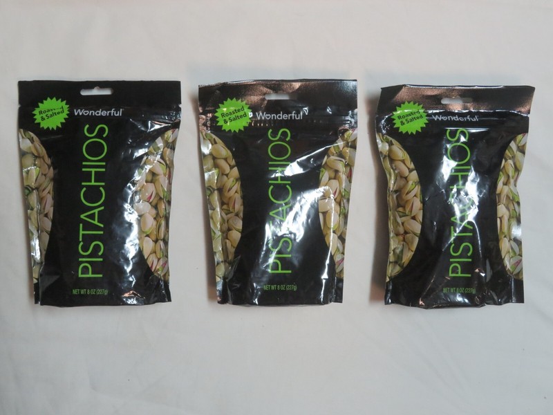 (3) Bag Lot Of Wonderful Roasted & Salted Pistachios With Shells 8 Oz Each