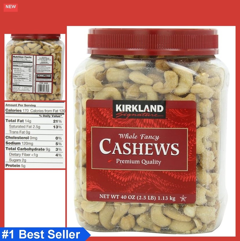 Roasted Cashews 40 Ounce Jar for Snacking Baking