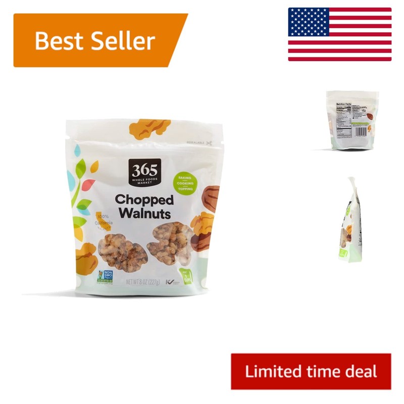 8 Ounce Organic Chopped Walnuts - Perfect for Baking & Cooking Convenience
