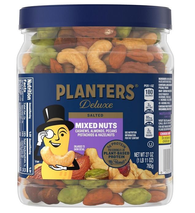 PLANTERS Deluxe Mixed Nuts with Sea Salt, 27 oz Resealable Container