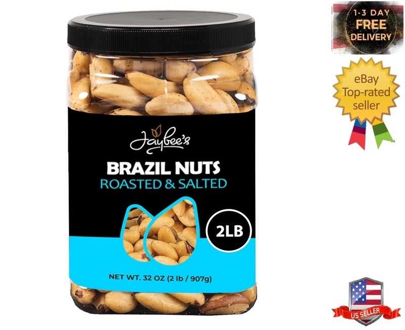 Brazil Nuts Roasted Salted-32 Oz (2 Pounds) Reusable Container | Healthy-Nuts…