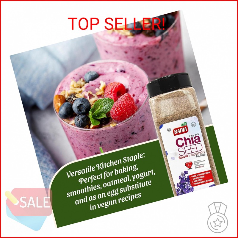 Badia Ground Chia Seeds, 16 oz – Superfood for Smoothies, Baking & Cooking – Sou gallery