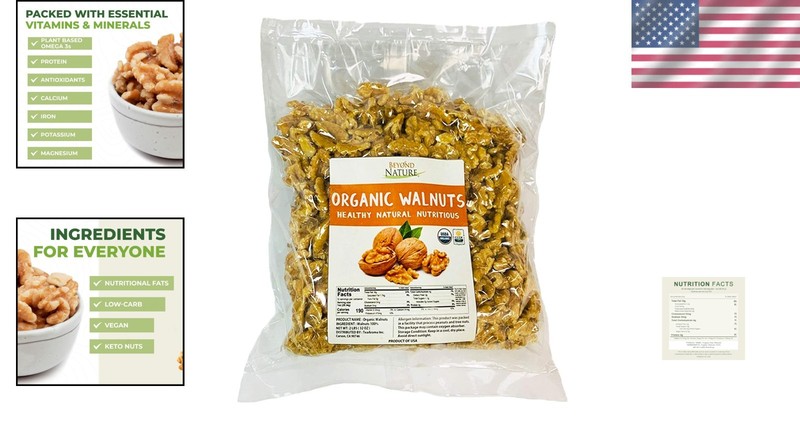 Unsalted Organic Raw Walnuts – 32 oz Vacuum Sealed, Delicious Keto Snack gallery