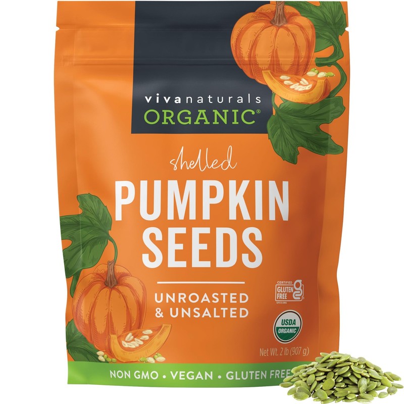 Organic Pumpkin Seeds, 2 lb (32 oz, 907 g) – Shelled, Unroasted, Unsalted, No...