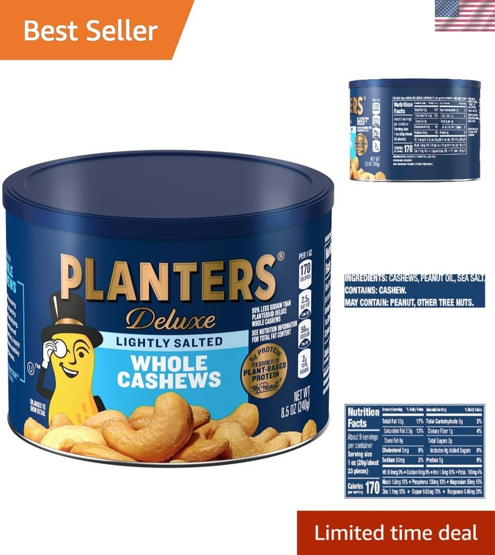 Airtight Canister of Lightly Salted 8.5 oz Cashews – Roasted & Irresistible