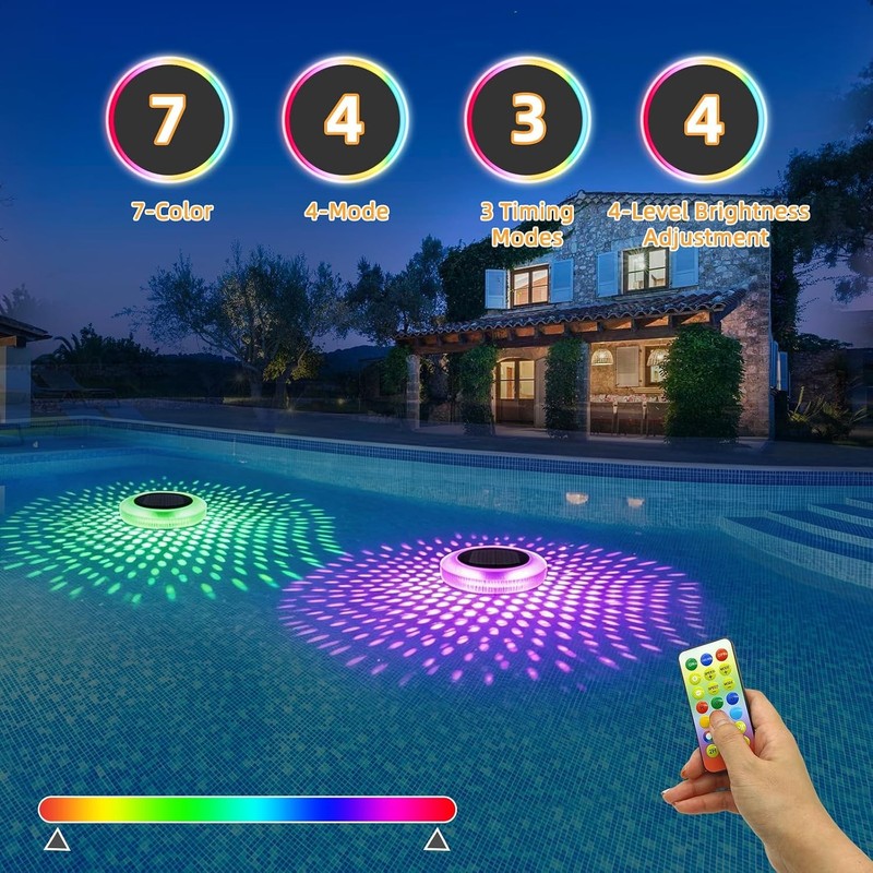 Solar Pool Ionizer with LED Light & Remote Control - Copper Floating Pool Cle... gallery