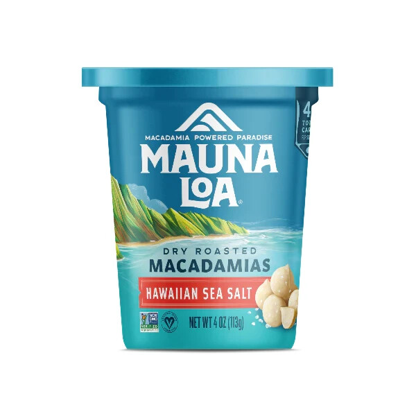 DRY ROASTED Hawaiian SEA SALT 4oz can Mauna Loa Macadamia Nuts FRESH from Hawaii