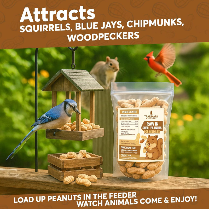 25 LB - Raw Peanuts for Squirrels, Raw in Shell Peanuts for Birds and Wildlife- gallery