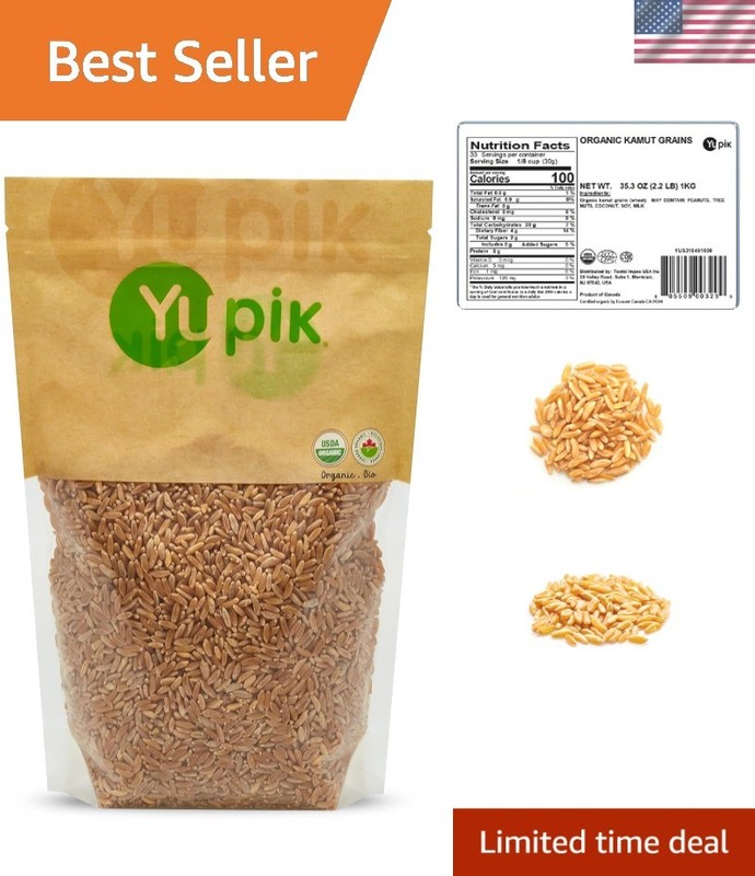 Nutty Organic Kamut Grains, 2.2 lb Non-GMO Pouch for Cooking & Sprouting