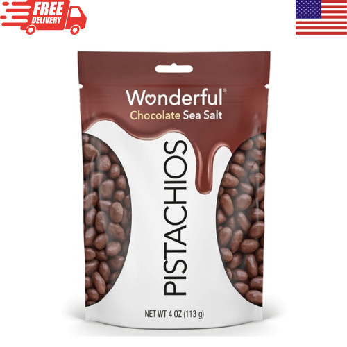 Wonderful Pistachios Chocolate Sea Salt 4 oz No Shell Dark Chocolate Snack Nuts