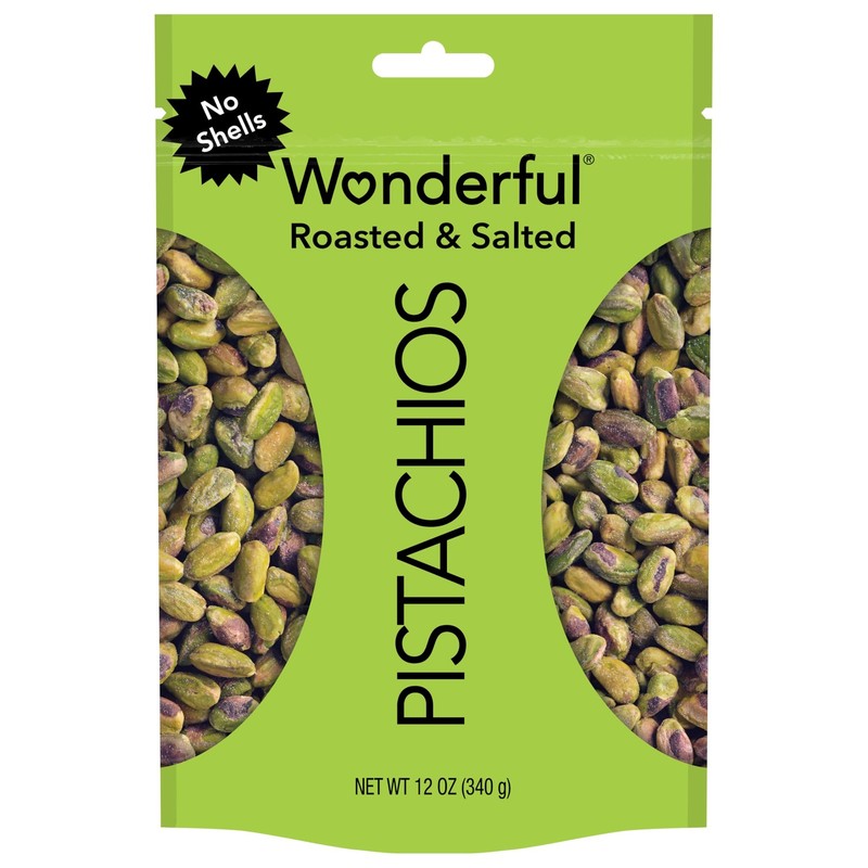 Wonderful Pistachios No Shells, Roasted & Salted Nuts, 12 Ounce Resealable Bag