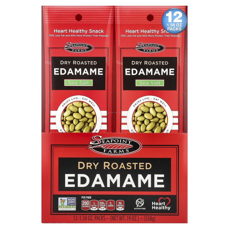 Dry Roasted Edamame, Sea Salt, 12 Packs, 1.58 oz (45 g) Each