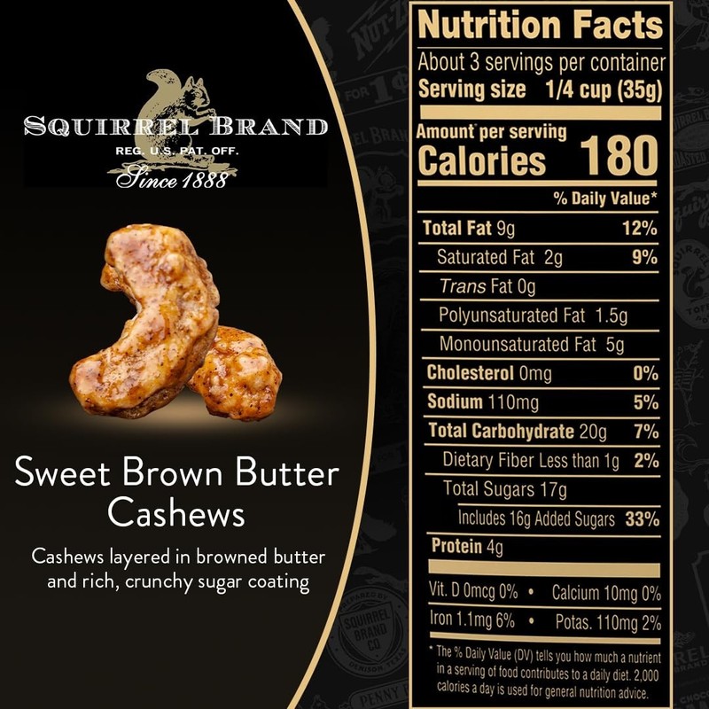 Sweet Brown Butter Cashews, 3.5 oz - Gourmet Gluten-Free Vegetarian Snack gallery