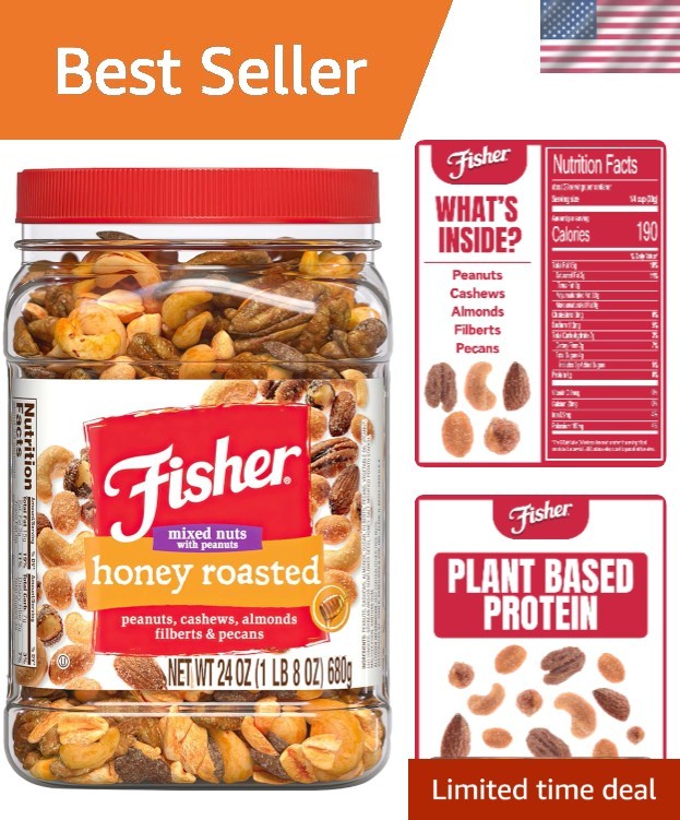 24 oz Honey Roasted Mixed Nuts with Peanuts – Healthy Snack for All Occasions