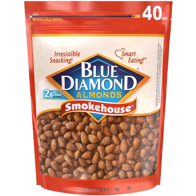 Blue Diamond Smokehouse Almonds 40 Ounce Gluten Free Snack Nut Protein