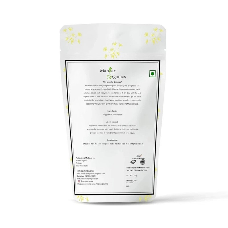 ManHar Organics White Peppermint Fennel Seeds 150g gallery