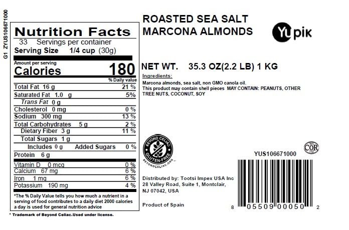 Yupik Roasted Sea Salted Marcona Almonds, 2.2 lb (35.2 Pound (Pack of 1) gallery