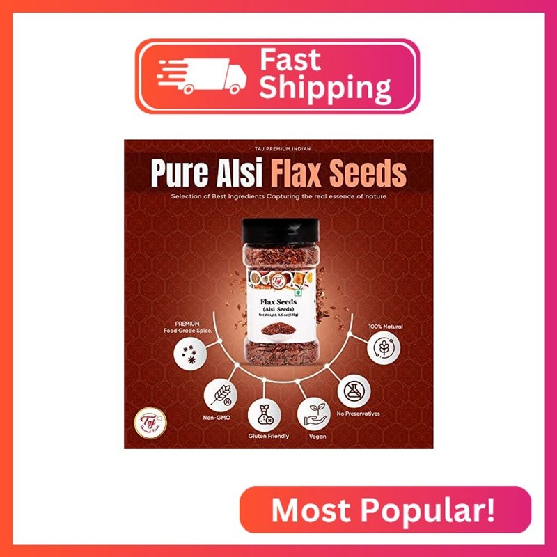 AJ Premium Indian Alsi Flax Seeds (Linseed), 4.5oz (130g) gallery