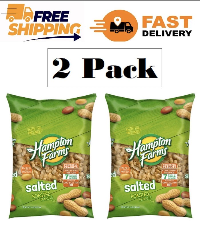 Pack of 2 Hampton Farms Salted In-Shell Peanuts (5lbs) – Free & Fast Shipping