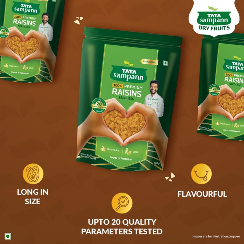 Tata Sampann Green Raisins 500g | Seedless Kishmish | Premium Dry Fruits Pack gallery