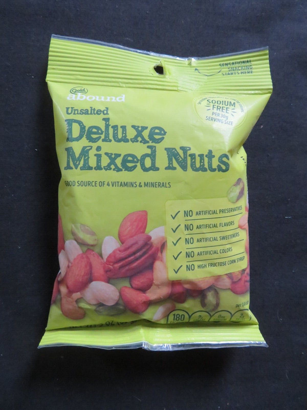 (2) Bag Lot Of Gold Emblem Abound Unsalted Deluxe Mixed Nuts 3 Oz Each ! gallery