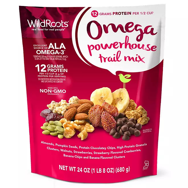 2 Packs WildRoots Omega Powerhouse Trail Mix 24 OZ Each Pack