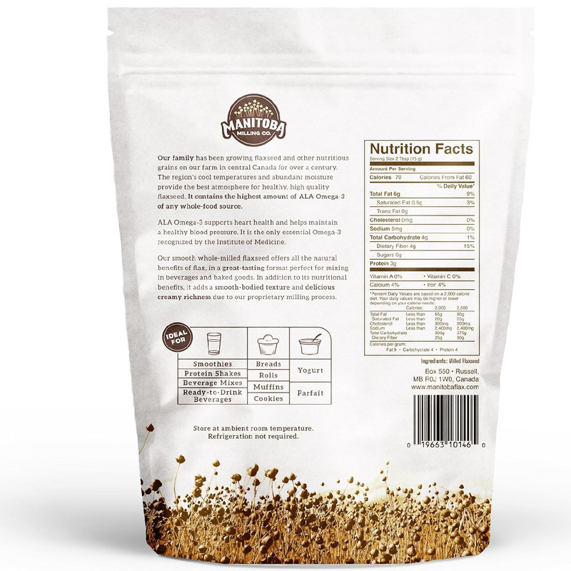 Ground Flax Seed | Manitoba Milling Co | One 1Lb Bag | Smooth Milled Flaxseed…