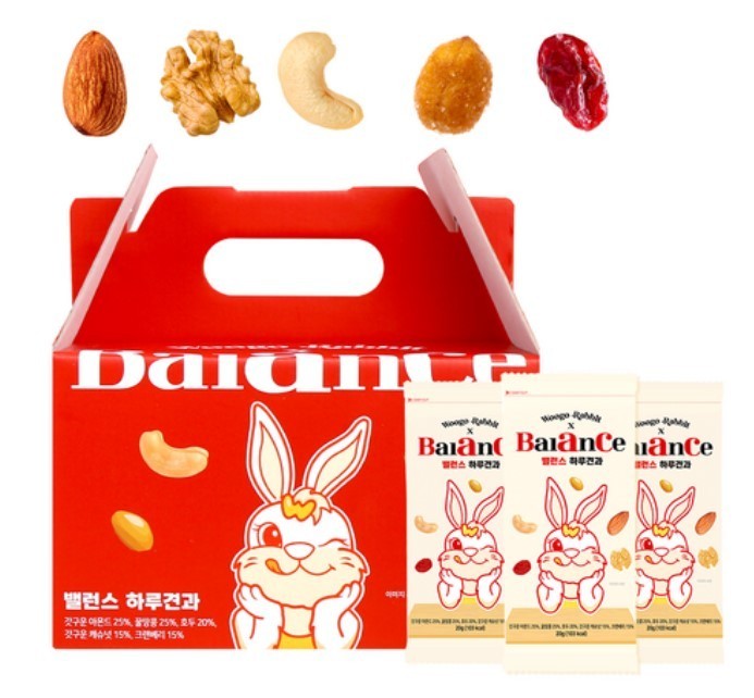 Ugo Rabbit Balance Daily Mixed Nuts 20g x 30 Packs 600g Korean Snack Gift Set