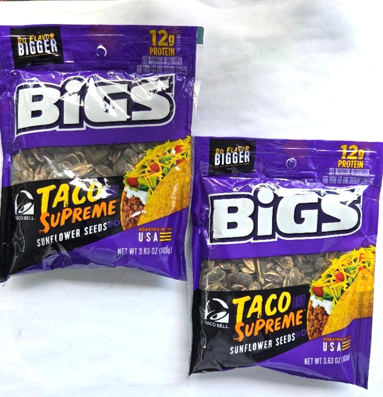 2 ea 3.63 oz BIGS Sunflower Seeds Taco Bell Taco Supreme Flavor