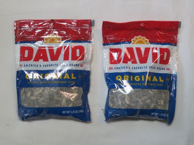(2) Bag Lot Of David Original Salted & Roasted Sunflower Seeds 5.25 Oz Each