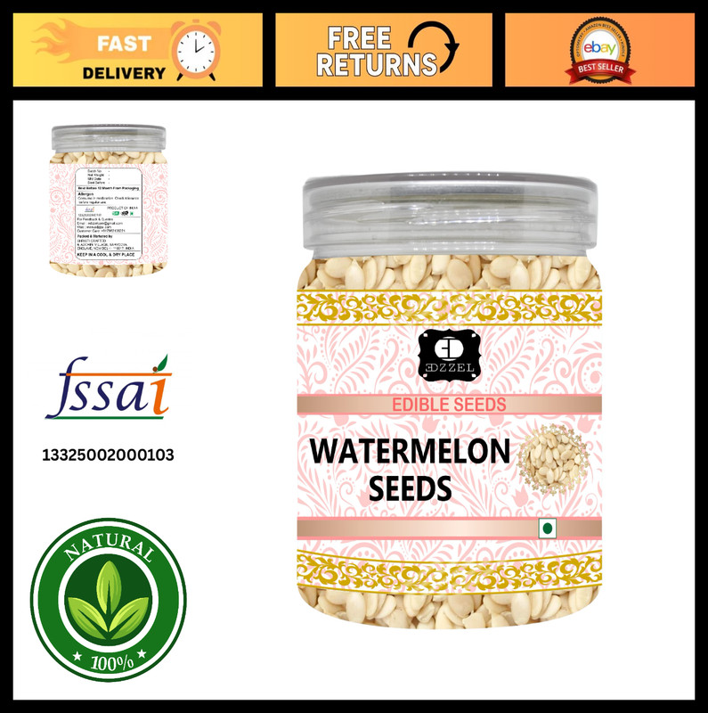 Dry Roasted Watermelon Seeds – Unsalted, Indian Origin, Healthy Snack, 400g Pack