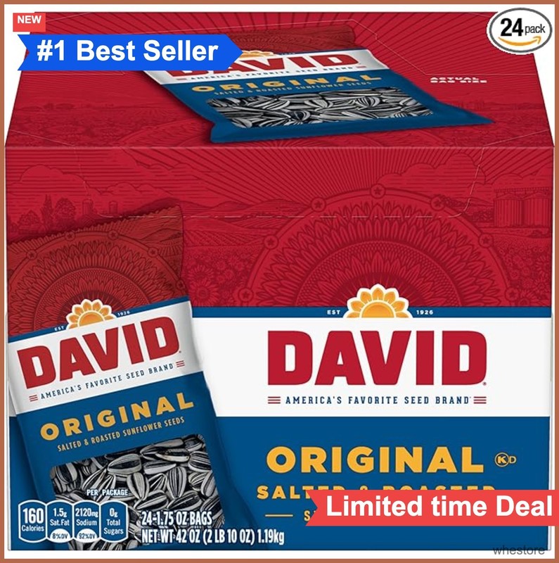 Sunflower Seeds Original Flavor 1.75 oz 24 Pack Salted Roasted Gluten Free Snack