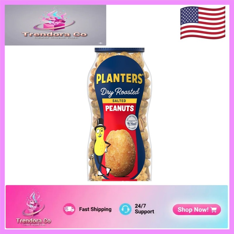 Crunchy 16oz Salted Dry Roasted Peanuts – Perfect Party Snack & Protein Boost