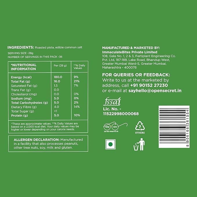 Open Secret Premium Pistachios 900g | Roasted Salted Pista Protein Rich Healthy gallery