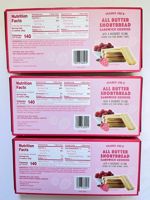 3X Packs Trader Joe's All Butter Shortbread Sandwich Cookies Raspberry Filled gallery