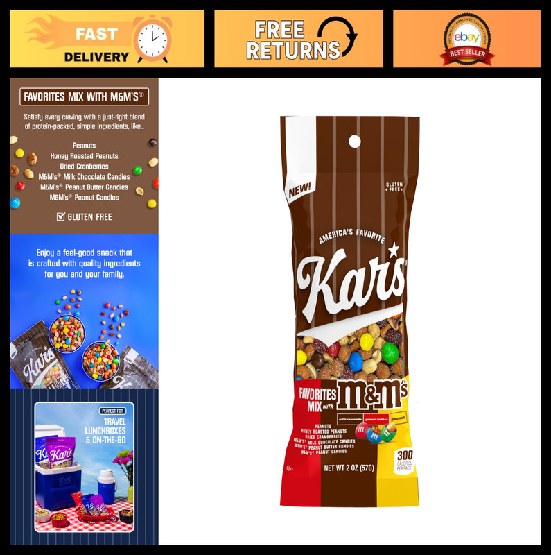 Gluten-Free Trail Mix with M&M's Candies, 2oz Grab & Go Bags, 36 Pack