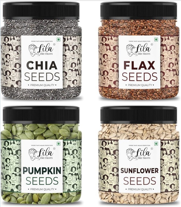 LILA DRY FRUITS 4 Superseed Combo (Chia, Pumpkin, Sunflower & Flax ) 250gms Each