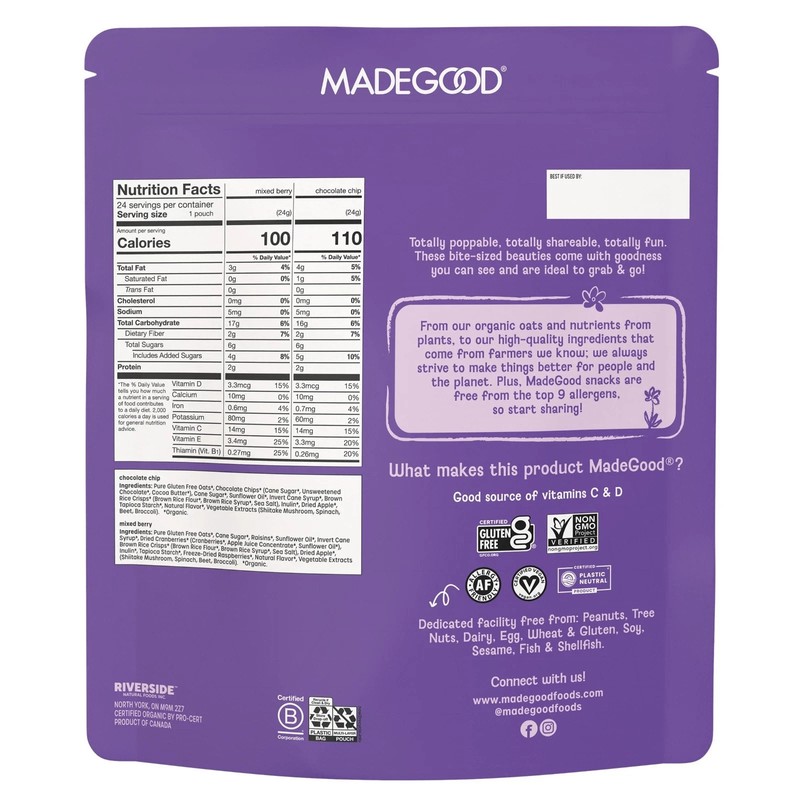 MadeGood Organic Granola Minis Variety Pack 0.85 oz 24 Count Snacks gallery