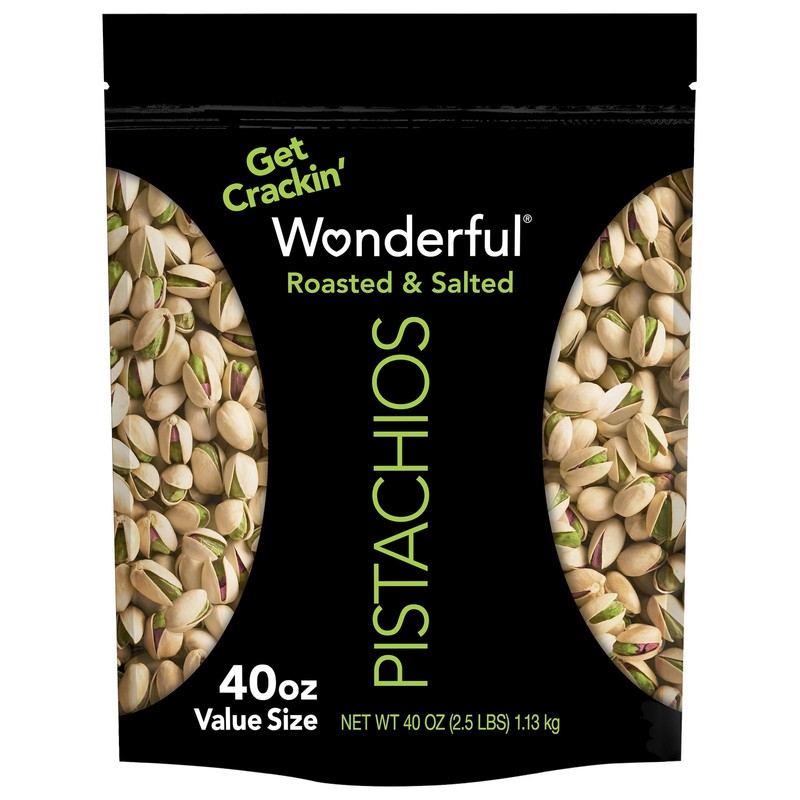 Wonderful Pistachios, In-Shell Roasted & Salted Nuts, 40 Ounce Bag