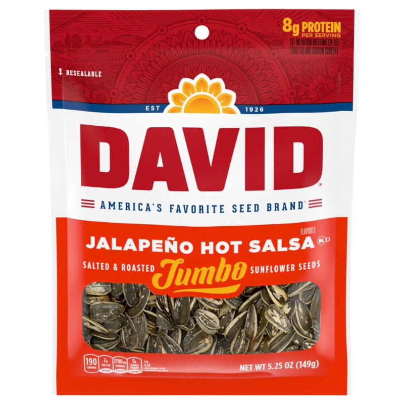3x David Jumbo Jalapeno Hot Salsa Sunflower Seeds Bulk Snack Treats Lot 5.25oz