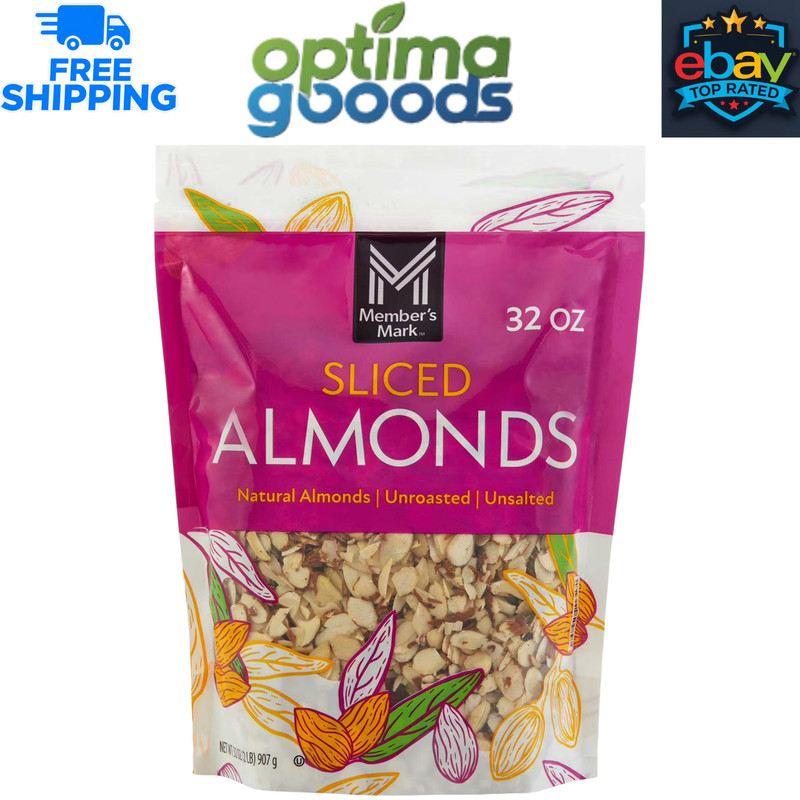 Member's Mark Sliced Almonds, 32 oz. Premium Natural Vegan Baking Salad Snack