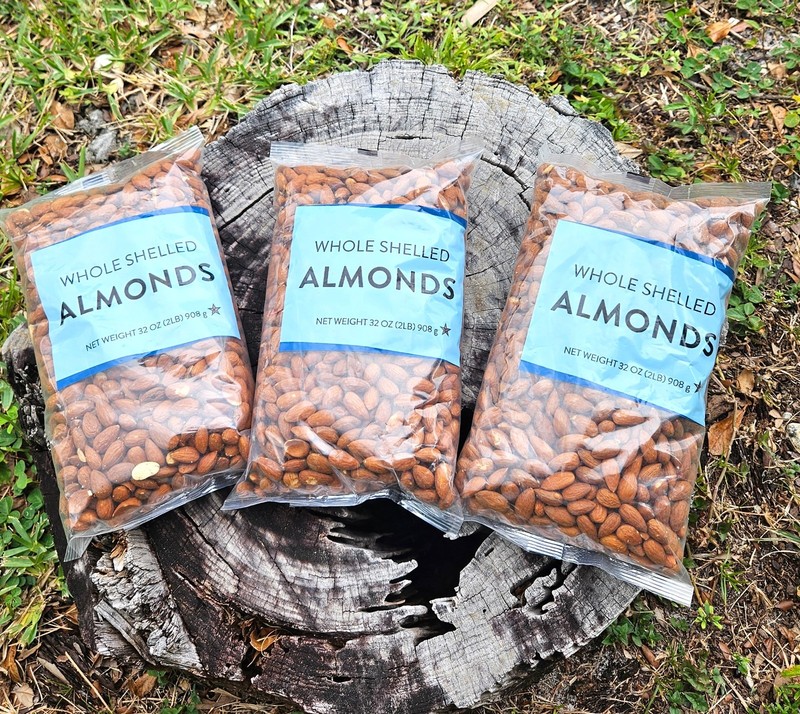 TOTAL 3 BAGS - Whole Shelled ALMONDS Nuts Pearl Crop - Total 6 LB Pounds - 04/27 gallery