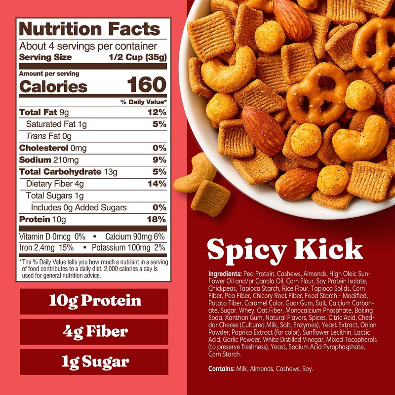 Protein Snack Mix with Cheese Crisps | 10g Protein, 1g Sugar per Serving | Go... gallery