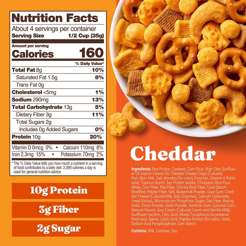 Protein Snack Mix with Cheese Crisps | 10g Protein, 1g Sugar per Serving | Go... gallery