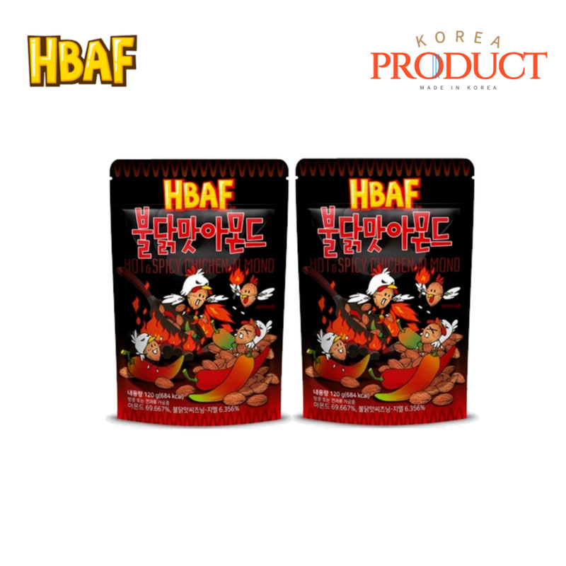 HBAF Hot And Spicy Chicken Almond 120g x 2Packs Buldak Spicy Flavored Almond