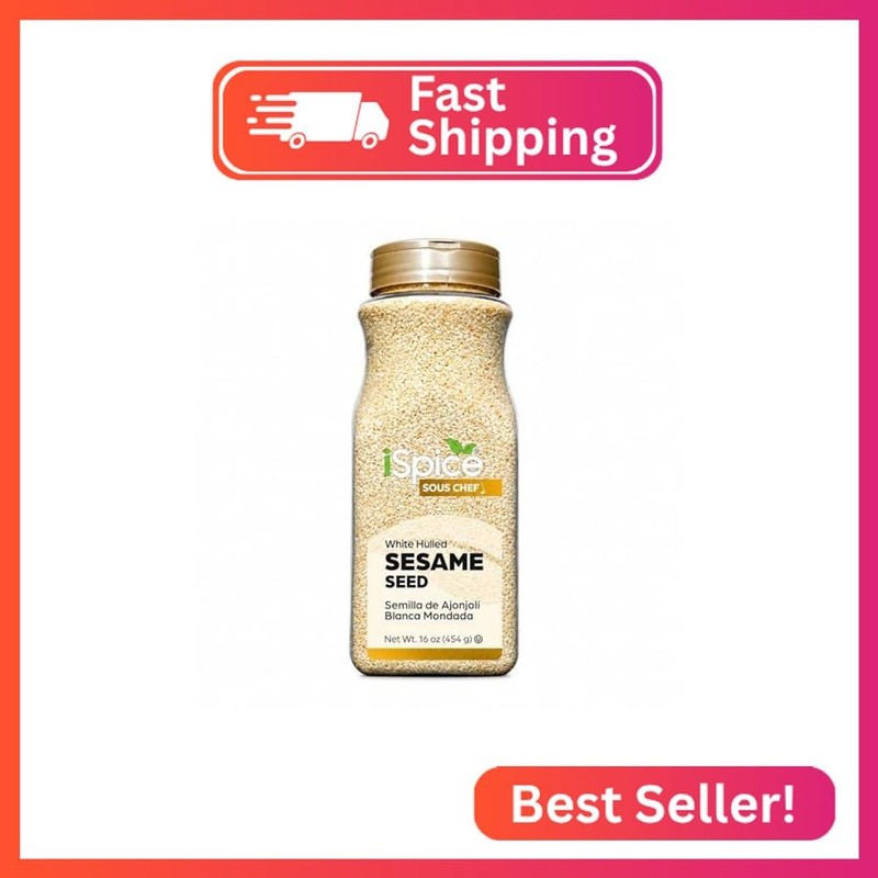 iSpice | Sesame Seeds Hulled | 16 oz | Bulk Size | Gourmet Spice | Kosher
