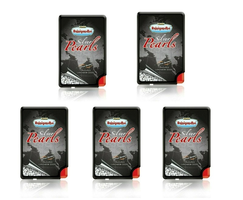 Rajnigandha Mouth Freshener Silver Pearls Flavored Cardamom Seed 5.75g Set Of 5