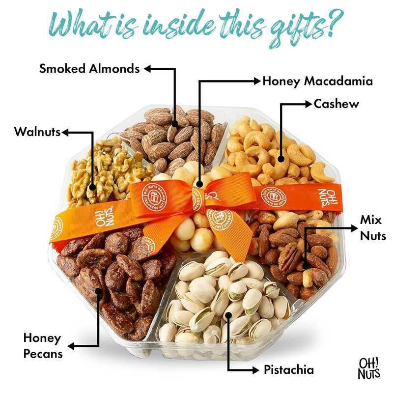 Oh! Nuts 7 Variety Nuts Gift Basket - Healthy Food Assorted Nuts Gifts Baskets - gallery