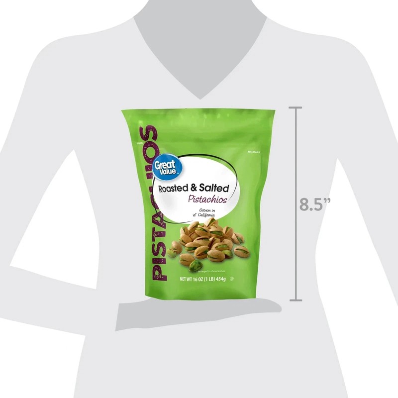 Great Value Roasted & Salted Pistachios, 16 oz Resealable Bag Free Shipping. gallery